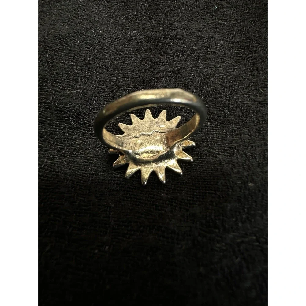 Silver Tone Sun Moon Ring Size 6.75 Celestial Cosmic Harmony Boho